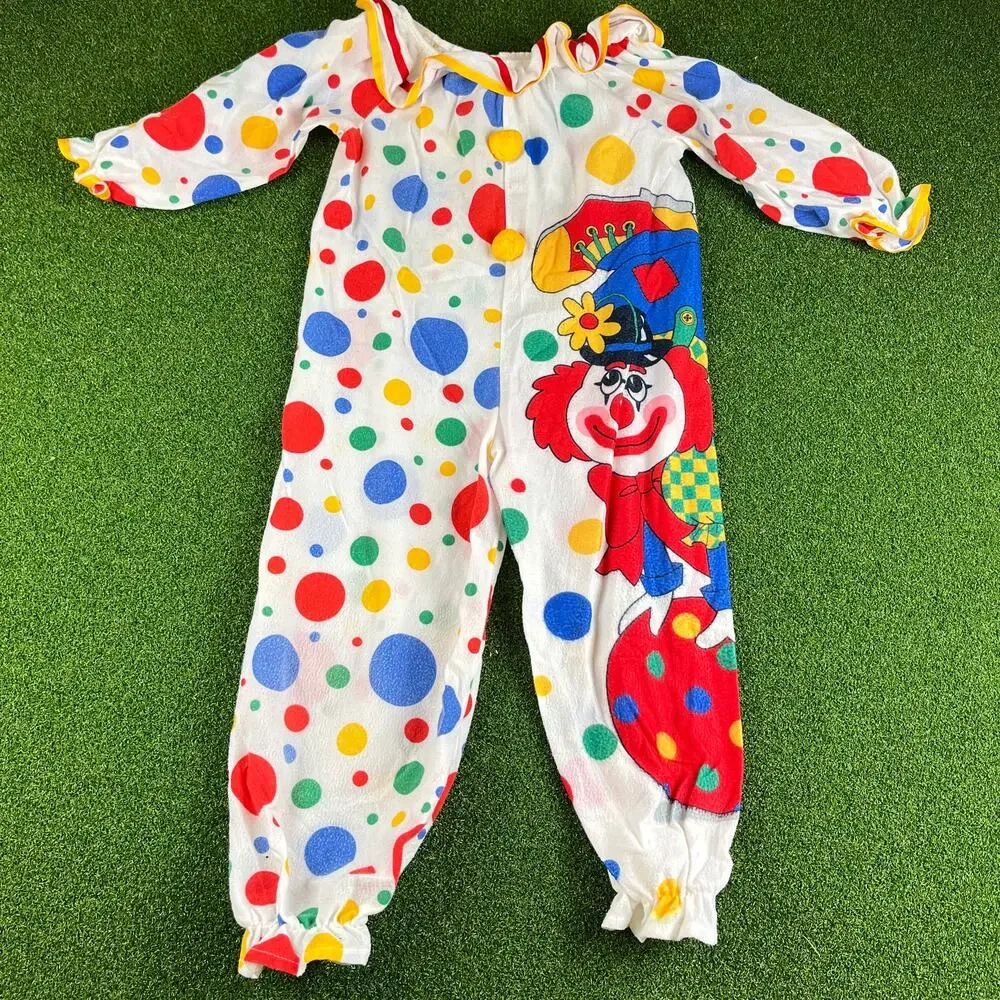 Vintage Wundies Child Polka Dot Clown Halloween Costume Pajamas Sz 6X